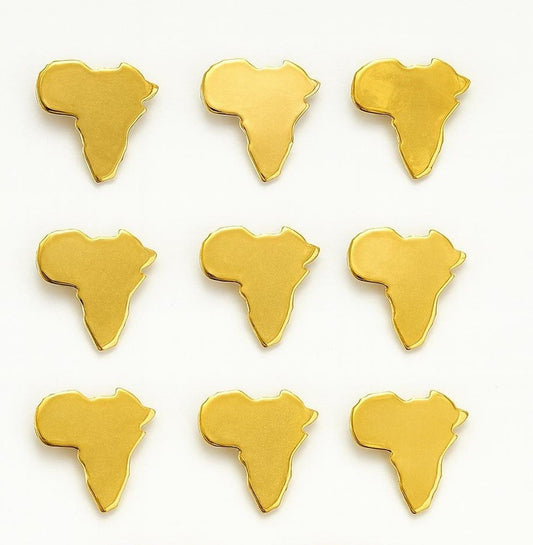 9er Set Anstecknadeln Goldfarben Afrika Brosche ca. 2 cm Pin Patch Schmuck Mode