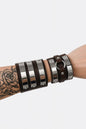 2er Set Lederarmband Dunkelbraun Unisex Biker Rocker Gothic Punk Festival Rock