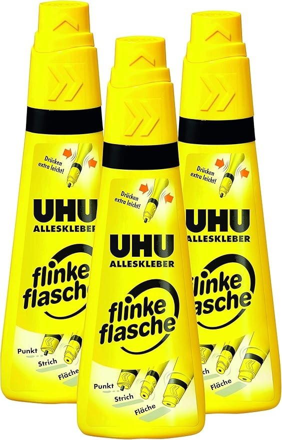 3x UHU Alleskleber Flinke Flasche je 35g Flüssigkleber Kleber Schule Basteln