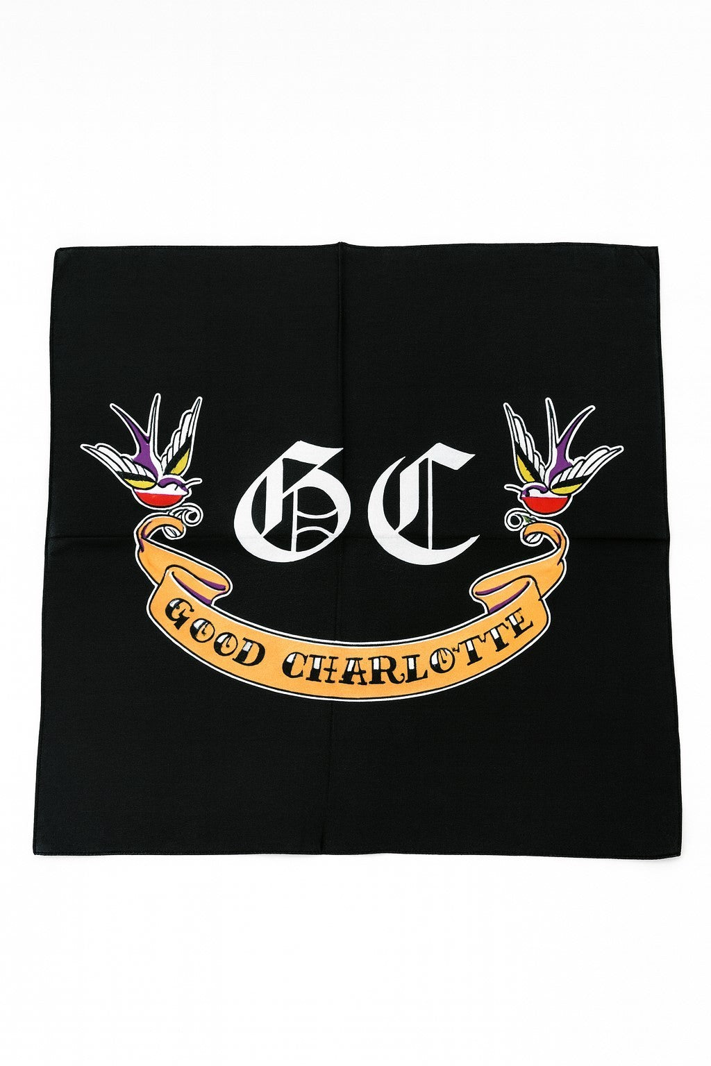 Bandana Kopftuch Halstuch Schwarz Vögel Good Charlotte Tuch Freizeit Kopftuch Unisex Mode