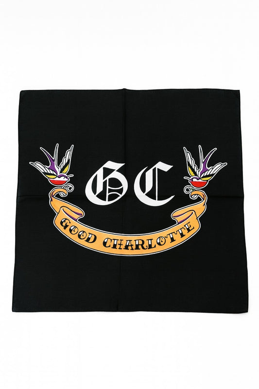 Bandana Kopftuch Halstuch Schwarz Vögel Good Charlotte Tuch Freizeit Kopftuch Unisex Mode