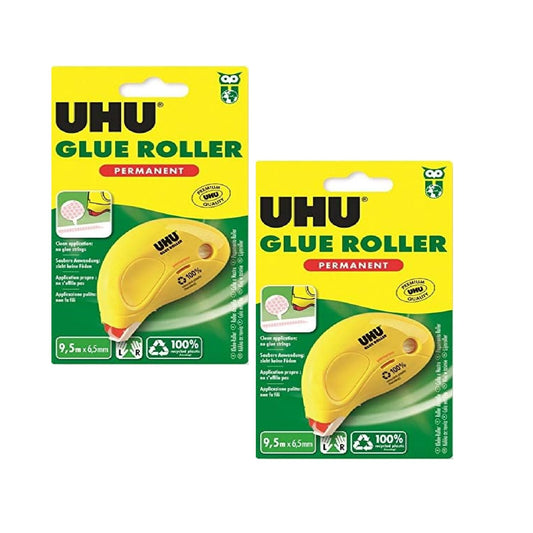 2x UHU Glue Roller Permanent je 9,5 m x 6,5 mm Kleber Kleberoller Basteln Schule