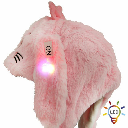 2er Set LED Licht Einhorn/Katze Blau/Pink Wackelohr Plüsch Mütze Bewegliche Ohren