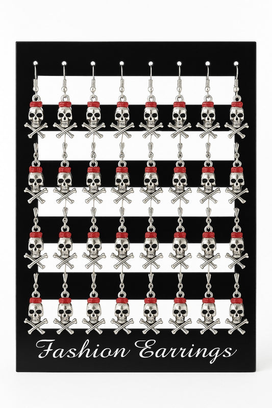 16 Paar Ohrringe hängende Totenköpfe mit Schleife Ohrschmuck Accessoire Earrings