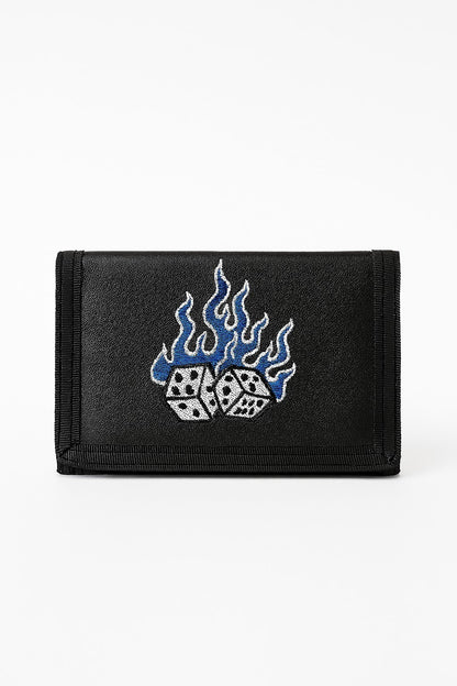 Geldbeutel Schwarz Würfel in Flammen Geldbörse Portemonnaie Accessoire Punk Rock