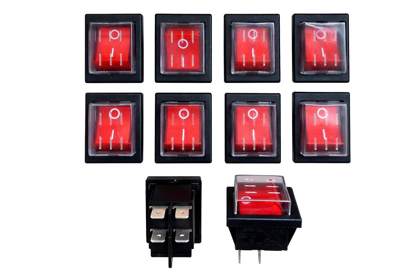 10x Wippschalter Kippschalter 250V 16A Rot Ein-Aus Schalter