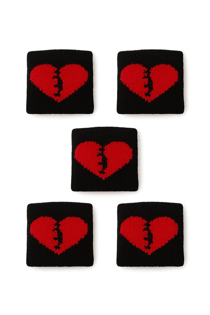 5er Set Fingerschweißband Schwarz Rot Herz Schweißband für Finger Fingersleeve