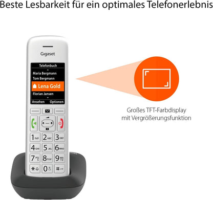 Gigaset E390 Schnurloses Telefon Silber/Schwarz TFT-Farbdisplay SOS-Funktion