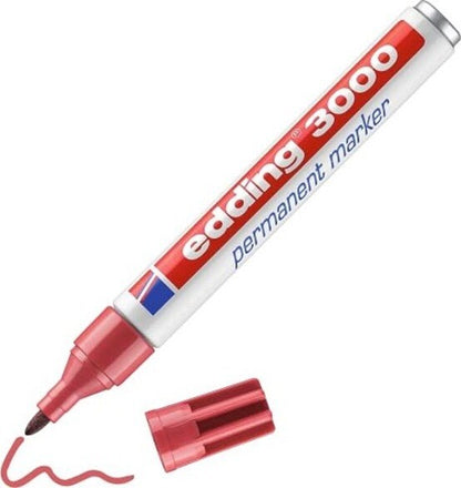 Edding 3000 Permanent marker 3er Set Schwarz Rot Blau 1,5–3 mm Stifte wischfest