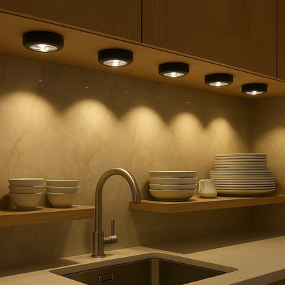 5er Set LED Spots Deckenspot Selbstklebend Klebeleuchte Lampe Unterbauleuchte