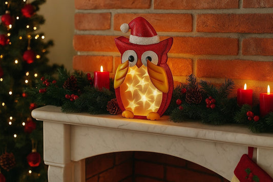 LED Licht Leuchte Weihnachts-Eule Hologramm-Leuchte Weihnachtsdeko Weihnachten Licht