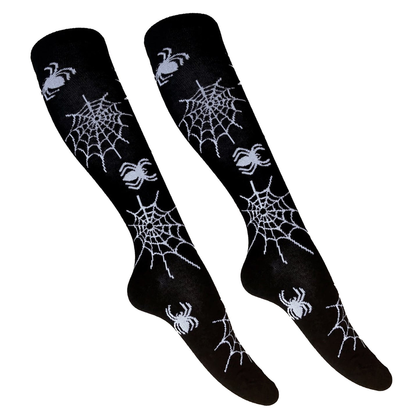 2x Kniestrümpfe Socken Spinne Spinnennetz Gothic Look Halloween Cosplay Clubwear