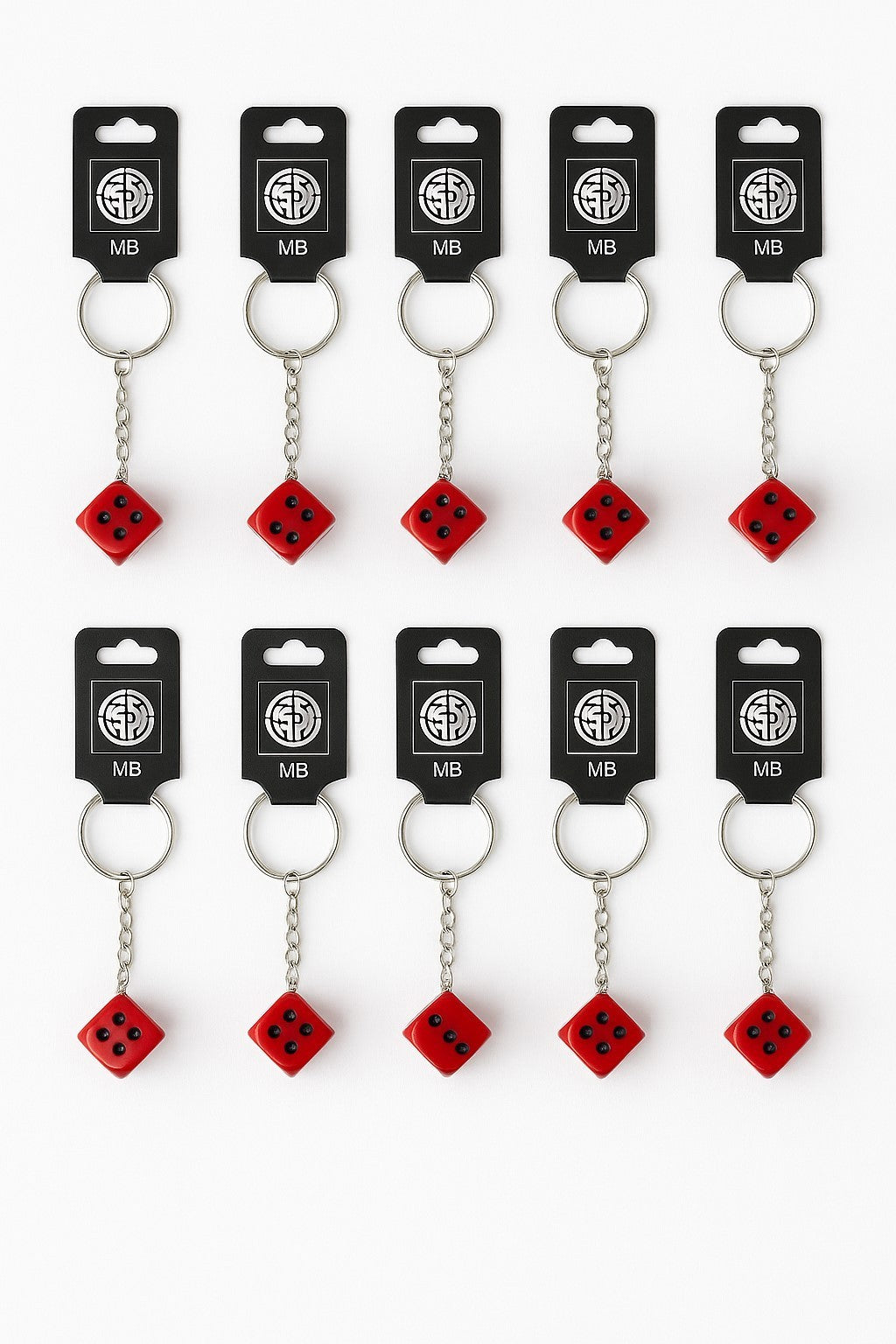 10er Set Schlüsselanhänger Würfel Rot Schlüsselring Schlüsselhalter Bund Dice