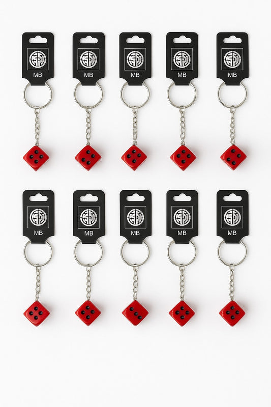10er Set Schlüsselanhänger Würfel Rot Schlüsselring Schlüsselhalter Bund Dice