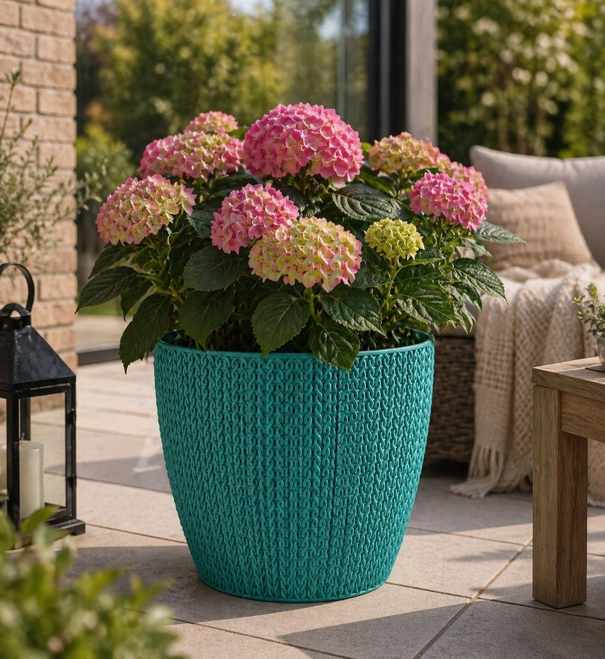 5x Blumentöpfe Grün Ø 21,6 x 19,2 cm - 5 L Pflanztopf Übertopf Blumentopf Topf