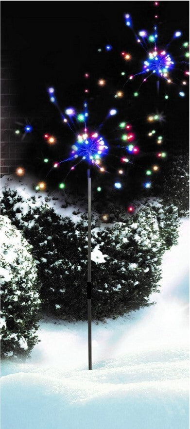 5x Gartenstecker 90 LED Feuerwerk Licht außen Garten Deko Leuchte Timer bunt