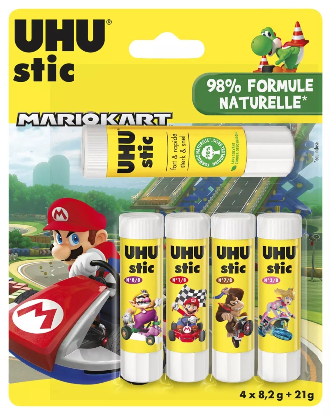 2 x Uhu Stic Mariokart 5er Set (4x 8,2g + 1x 21g) Klebestift Bastelkleber Schule