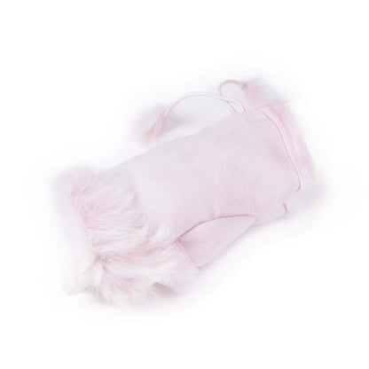 Fingerlose Kaninchen Fell Handschuhe Rosa Damen Accessoires Mode Festival Lolita