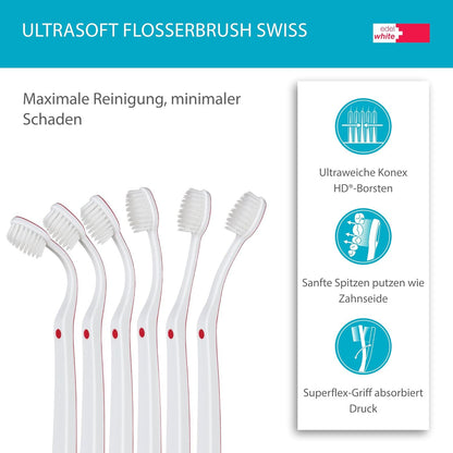 10x edel white Flosserbrush Zahnbürsten - soft Schweiz Zahnbürste Handzahnbürste