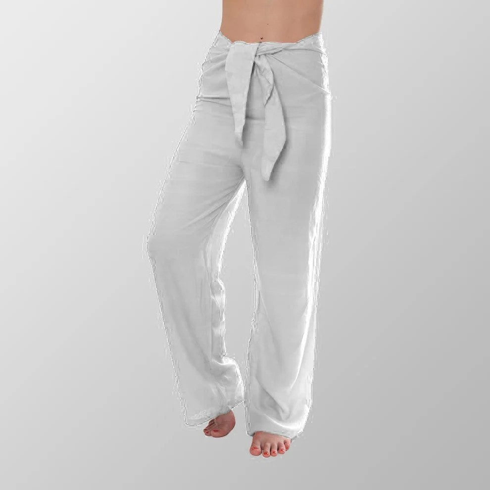 Baumwollhose Weiß Unisex Stoffhose Sommerhose Yogahose Luftig Locker Freizeit