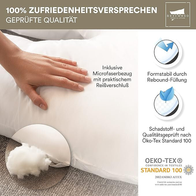Schwangerschaftskissen mit Bezug Oeko-Tex Kissen Kopfkissen Schwangerschaft ergonomisch