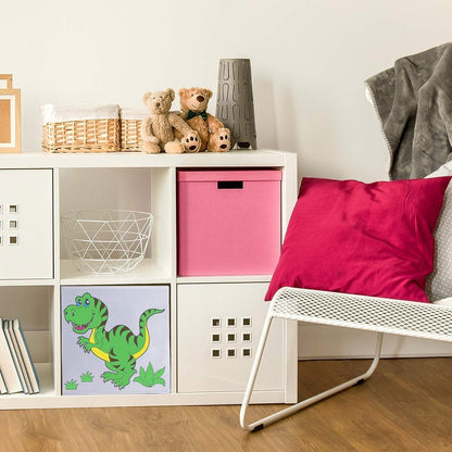 diMio Aufbewahrungsbox Dinosaurier 35x35x33cm zum bemalen inkl. Buntstifte Korb
