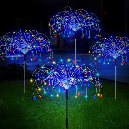 5x Gartenstecker 90 LED Feuerwerk Licht außen Garten Deko Leuchte Timer bunt