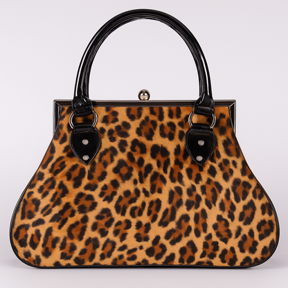 Modische Damen Handtasche Leopard Plüsch Mode Accessoires Vintage Retro Tasche