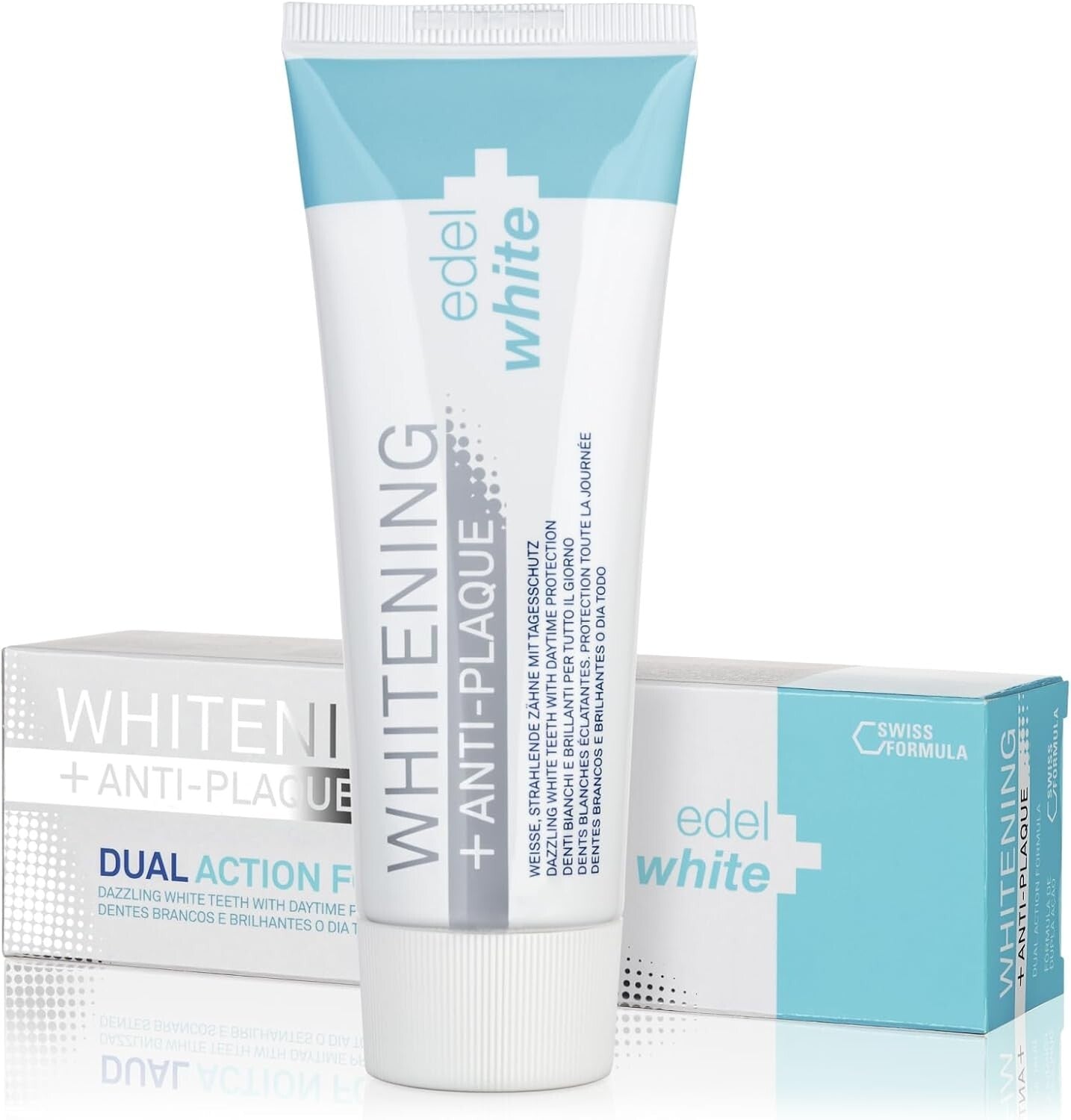 edel+white Zahnpflege Set | Whitening Zahnpasta + Softbürsten + Zahnseide