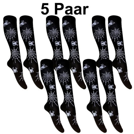 5x Kniestrümpfe Socken Festival Halloween Spinne Gothik Punk Gruselig Overknees