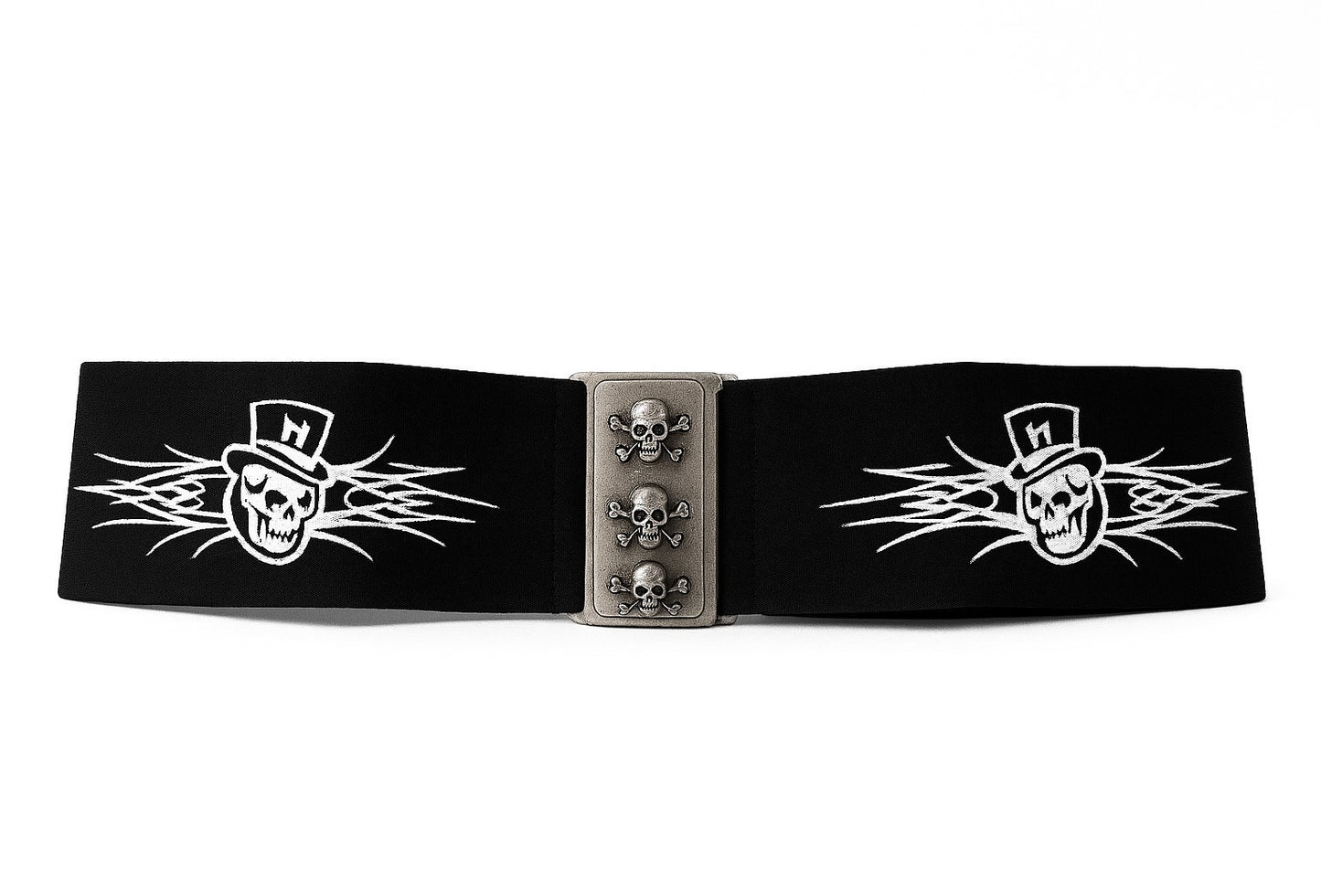 Stretch Taillengürtel Schwarz Tribal Totenkopf Skull Gürtel Belt Gothic Punk Skull Damen