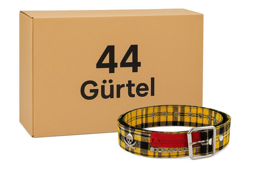 Aktion 44x Gürtel Belt Gelb Kariert Totenköpfe Hüftgürtel Jeansgürtel Großhandel