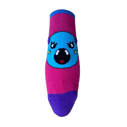 4er Set Overknee Socken bunt mit Monster Strümpfe Kniestrümpfe Baumwolle