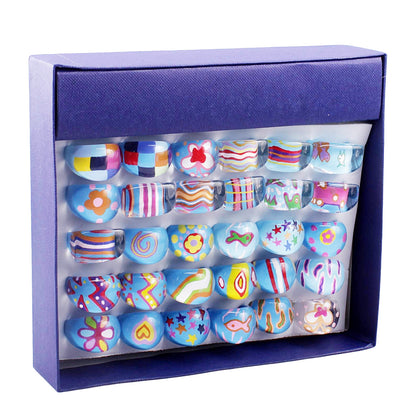 30 bunte Ringe Set Modeschmuck Party Deko Geschenkidee Schmuck Mix unter 1€/Stk