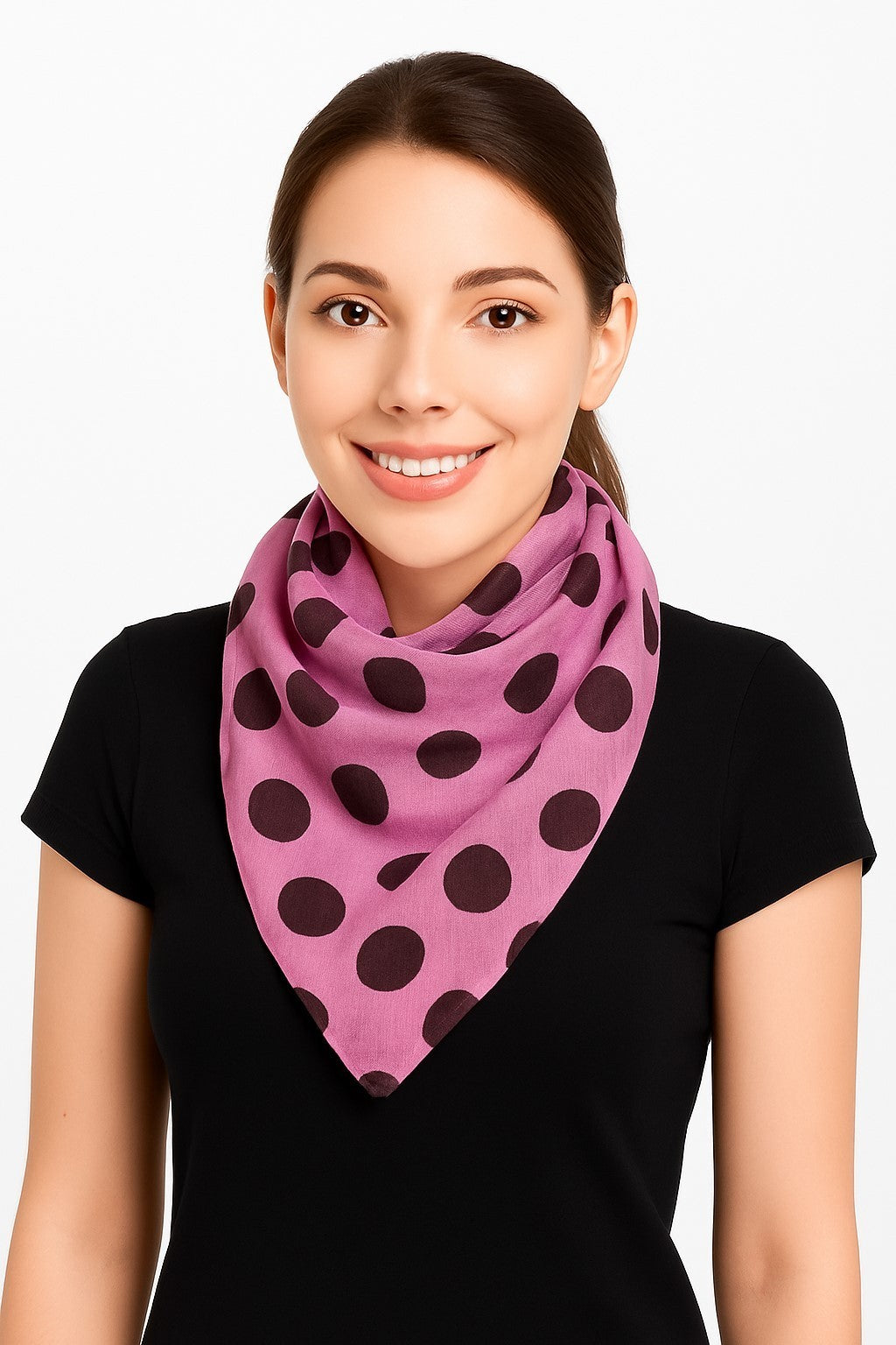 Baumwolltuch Rosa mit Polka Dots Kopftuch Halstuch Schal Multifunktionstuch