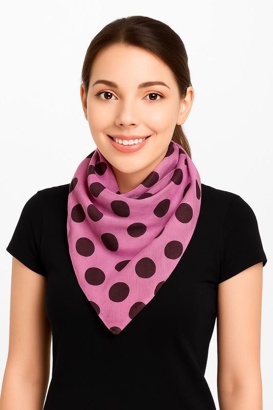Baumwolltuch Rosa mit Polka Dots Kopftuch Halstuch Schal Multifunktionstuch