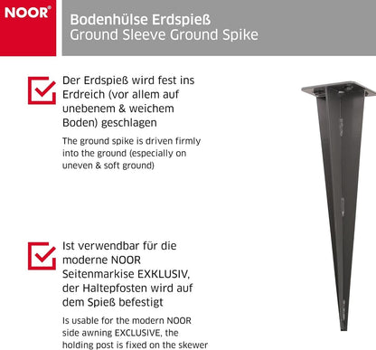 1x Noor Erdspieß für Seitenmarkise Markisen-Zubehör Gartenspieß Anthrazit