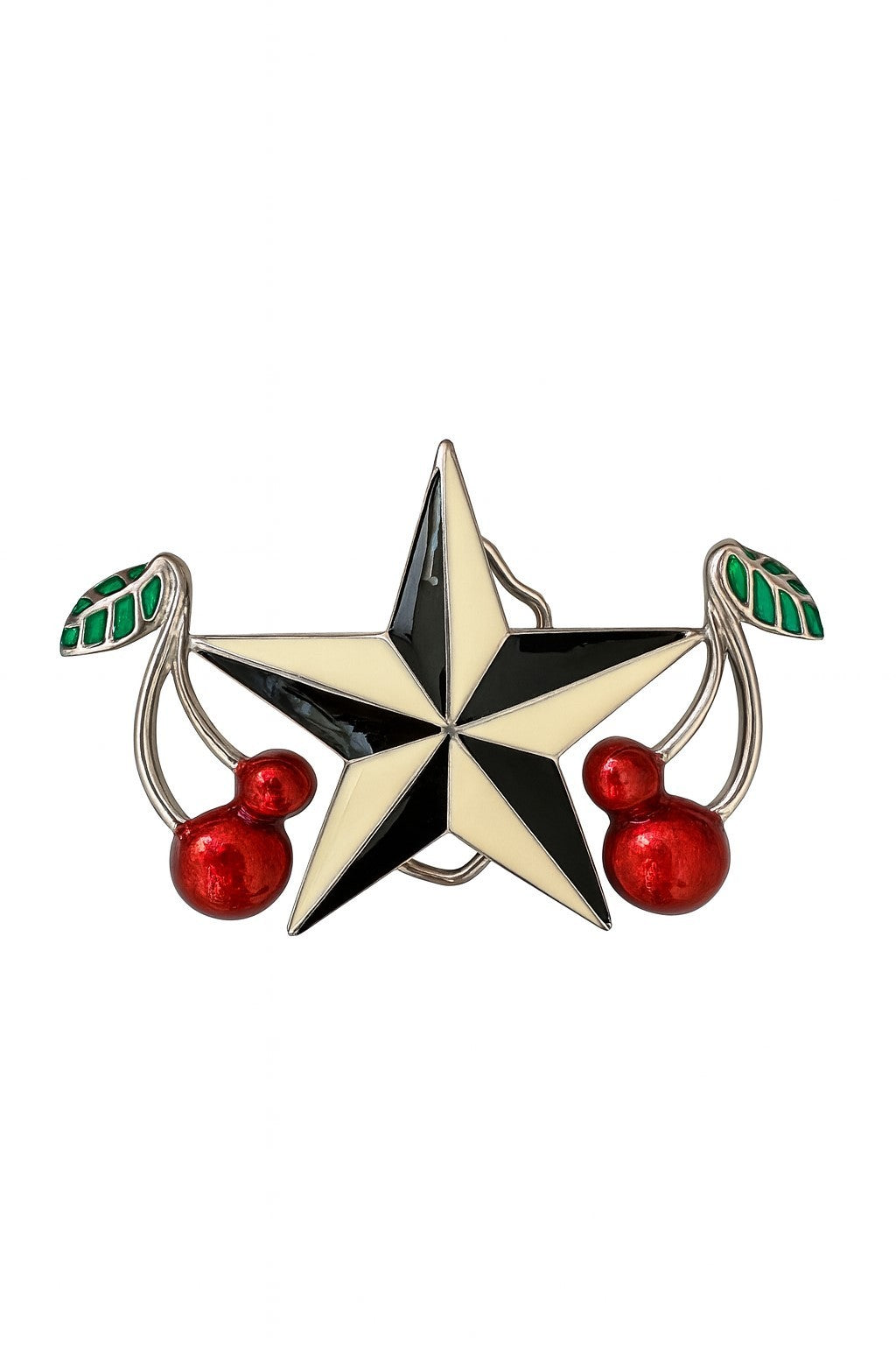 Gürtel Beltschnalle Stern mit Kirschen Schnalle Gürtel Gürtelschließe Retro Style
