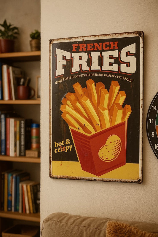 Blechschild French Fries Deko Schild Hobbyraum Pommes Imbiss Retro 40x30 cm