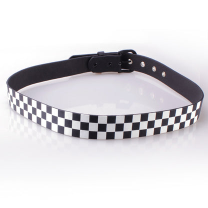 Gürtel Belt Schwarz/Weiß kariert Unisex Gürtel Jeansgürtel Karomuster Mode Rocker