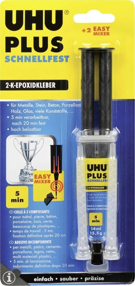 UHU 2-K Epoxidkleber Schnellfest 5min 14ml / 15,5g Reparaturen Verklebungen