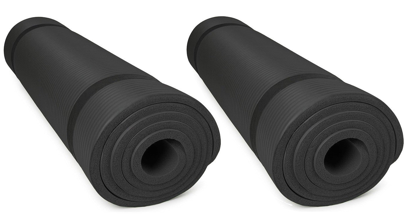 2x diMio Gymnastikmatte Yogamatte Fitnessmatte Schwarz 185x60x1cm inkl. Tragegurt Sportmatte