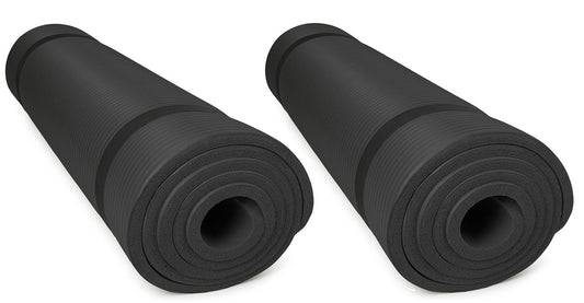 2x diMio Gymnastikmatte Yogamatte Fitnessmatte Schwarz 185x60x1cm inkl. Tragegurt Sportmatte