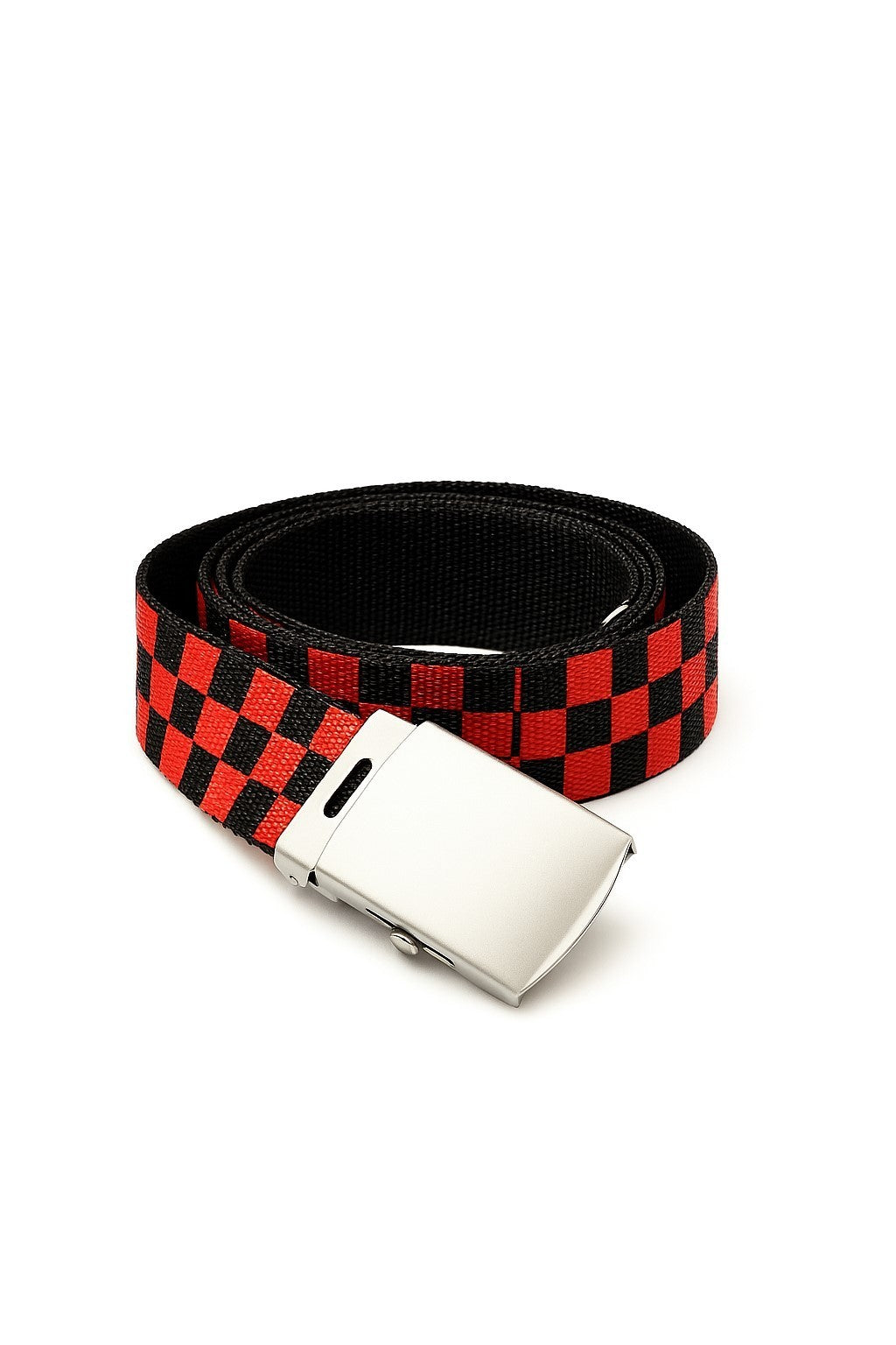 Gürtel Belt Schwarz Rot Karo Schachbrett 120 cm Hüftgürtel Jeansgürtel Stoffgürtel