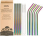 4 Sets Edelstahl Trinkhalme 16 tlg Regenbogen Strohhalm Rainbow Wiederverwendbar