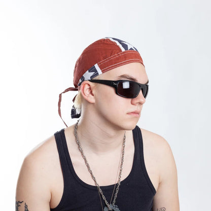 Bandana Kopftuch Braun Stern Leicht Sommer Biker Piratentuch Mütze Sonnenschutz