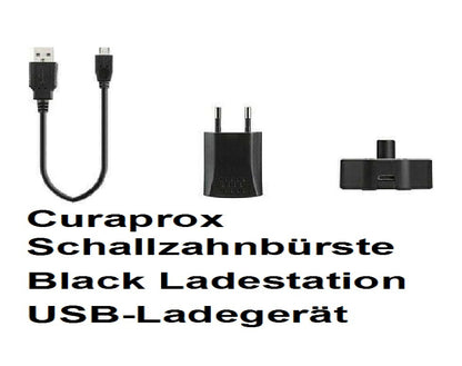 2 x Curaprox Schallzahnbürste  Black Ladestation USB-Ladegerät Urlaubs Reise Top