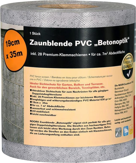 Zaunblende für Doppelstabgitterzäune 35m PVC Betonoptik Sichtschutz Garten Zaun