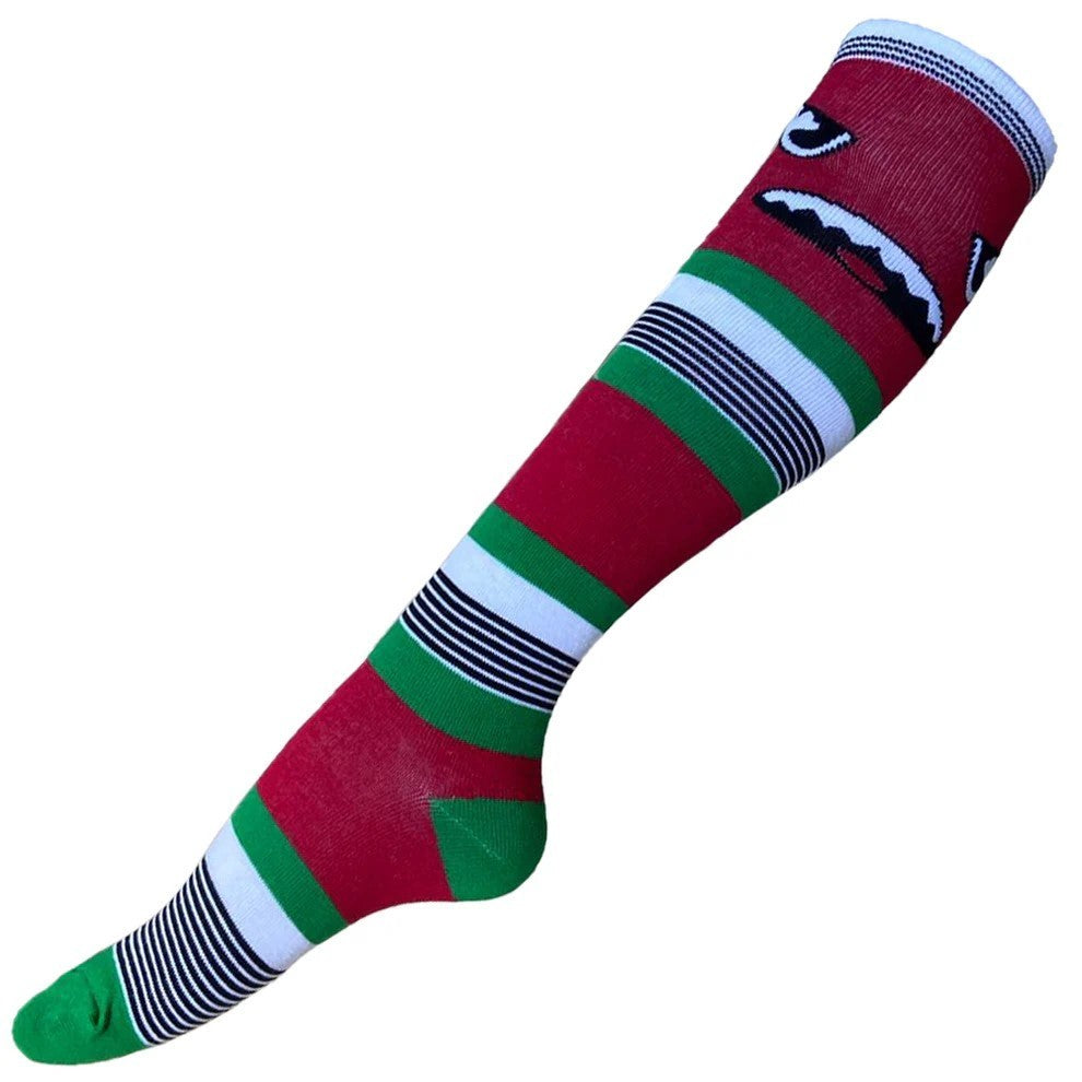 Socken Rot/Grün Monster Strümpfe Kniestrümpfe Baumwolle Kinder Unisex One Size