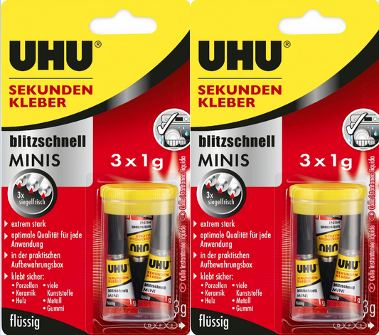 2x Sekundenkleber Set - Superkleber flüssig extra stark für Metall Plastik Holz